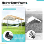 ADVANCE OUTDOOR 10x20 ft Heavy Duty Carport, Adjustable Height Garage Car Canopy Party Tent Boat Shelter, Beige