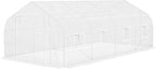 20' X 10' 7' Gardening Hot House, Steel Frame, Zippered Mesh Door, Enhance Plant Care, White Large Walk-in Tunnel Greenhouse, 20'x10'x7', Galvanized 8 Windows,