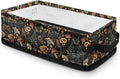 Storage Bins for Organizing Toiletries Foldable Organizer Rectangular Storage Basket for Bathroom Bedroom Office Home Accessories and Decor, Mushroom Leaf Black