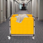 Commercial Laundry Cart with Wheels,Folding Laundry Hamper Cart,Heavy Duty Rolling Laundry Basket with Large Capacity,Laundry Sorter Trolley for Home Hotel Apartment (Yellow, 34.25 * 20.47 * 30.7in)