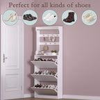 Shoe Cabinet with 3 Flip Drawers & Coat Rack, Narrow Hidden Shoe Storage Cabinet, 2-in-1 Hall Tree Slim Freestanding Shoe Rack Organizer for Entryway, Hallway, and Living Room