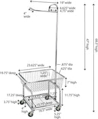 Household Essentials 6028-1 Rolling Laundry Cart with Hanging Bar - Chrome Finish, STORAGE, Metallic