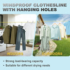 Portable Travel Clothesline, Windproof Clothes Laundry Line with Clothespins & Hang Holes, Indoor & Outdoor Clothes Drying Rope for Hotel, Backyard,Cruise Ships, Camping