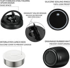 Thermo Food Jar for Hot Food Adults 32OZ Soup Thermo Lunch Containers Wide Mouth Vacuum Insulated Stainless Steel Leakproof Bento Box with Spoon (Black)
