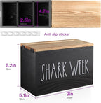 Tampons Holder for Bathroom, Pad and Tampon Organizer with Tray Lid, Wooden Feminine Product Shark Week Tampon Storage Organizer, Bathroom Accessories Small Storage Box - Black