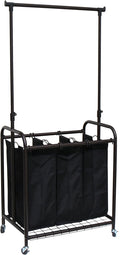 Oceanstar TLS1385 3-Bag Rolling Adjustable Hanging Bar Laundry Sorter, Bronze