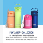 THERMOS FUNTAINER Insulated Food Jar, 10 Ounce, Kid Friendly Food Jar with Foldable Spoon, Lime