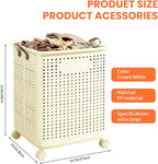 4-Tier Laundry Hamper Sorter & X-Large Foldable Laundry Hamper, Vertical Rolling Laundry Baskets with Wheels, Stackable Laundry Cart Organizer and Storage for Small Space, Closet, Bathroom