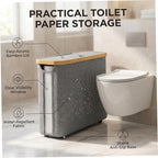 Toilet Paper Storage Basket with Lid Toilet Paper Storage with Lid 17.7x13.8x5.9 inch Waterproof Towel Free Standing Papers Container with Bamboo Frame and View Window