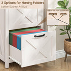 3 Drawer Small File Cabinet, Farmhouse Vertical Filing Cabinet Fits Letter/A4 Size, Wooden File Cabinets Printer Stand for Home Office, Living Room, Rustic White