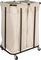 Household Essentials 2-Bag Rolling Laundry Sorter, Natural