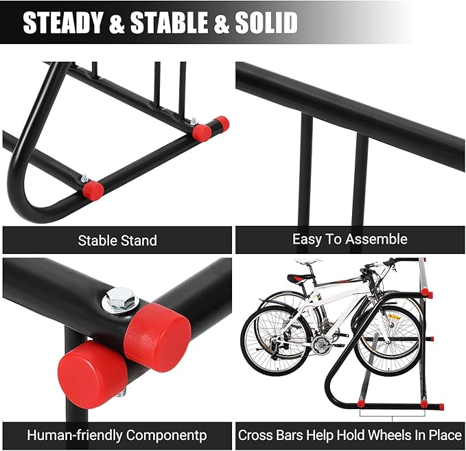 GAOMON Commercial Grid Bike Rack Stand, 5 Holders Capacity Heavy Duty Metal Floor Bike Stand Outdoor Bicycle Rack for Garage School Outdoor Parking Bike Shop, Single Sided