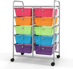 Giantex 10 Drawers Rolling Cart, Classroom Organizers, Storage Cart with Wheels, for Teacher Office Home School Supplies Tool Craft Art Paper