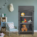 Wire Shelving Cover for Storage Shelf and Wire Rack, 48" W x 24" D x 72" H, Heavy-Duty Dust Cover with Nylon Buckle and Hook & Loop Closure (Black, No Shelves)