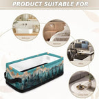 Storage Bins for Organizing Toiletries Foldable Organizer Rectangular Storage Basket for Bathroom Bedroom Office Home Accessories and Decor, Snow Mountain Moon Fir Tree Teal