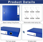 Storage File Boxes A4, 6 Pack Foldable File Box with Clip, 50mm Spine, Plastic Archives Cases with Magnetic Closure, Document File Folder Organizer Storage Filing Box for Office School, Blue