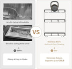 Bathroom Organizer Countertop Perfume Organizer Makeup Organizer Cosmetics Storage Display Rack Vanity Tray Dresser Stainless Steel Gold Shelf White Marble Ceramic Tray