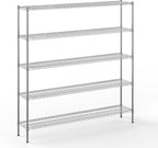14" Deep x 72" Wide x 74" Height Wire Shelving Kit | 5-Tier | NSF Commercial Storage Rack Unit