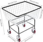 Steel Wire Laundry Cart, 20 X 15.7 X 26In Laundry Basket Sorters with 4 Universal Wheels and Detachable Basket, Commercial Free Standing Heavy Duty Rolling Basket Cart for Bathroom Hotel