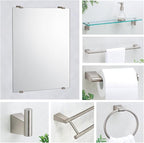Gatco 4736 Bleu Glass Shelf, Satin Nickel/Wall Mounted 20.13" X 4.3" Tempered/Floating Rectangle Glass Shelf for Bathroom