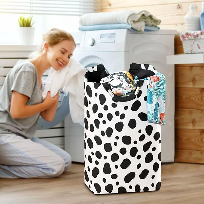Dalmatian Laundry Basket for College Dorm,50L Collapsible Portable Laundry Hamper Storage Basket for Toys Clothes Organizer
