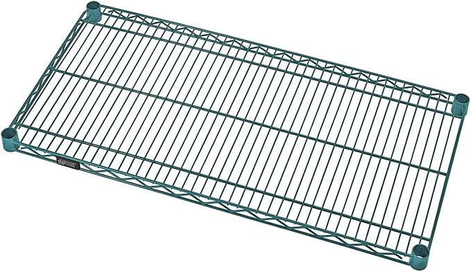 Quantum 1842P 42" Wire Shelf for Restaurant Warehouse Retail Store | 800 lbs Load Capacity | All Welded Construction | 1" Increments Quick Adjust | Green Epoxy Finish, 42"W x 18"D, NSF