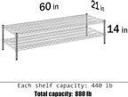 21" Deep x 60" Wide x 14" Height Wire Shelving Kit | 2-Tier | NSF Commercial Storage Rack Unit