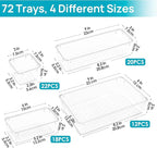 Vtopmart 72 PCS Clear Plastic Drawer Organizers Set, 4-Size Versatile Bathroom and Vanity Organizer Trays, Non-Slip Storage Containers for Makeup, Jewelries, Bedroom，Kitchen Utensils and Office