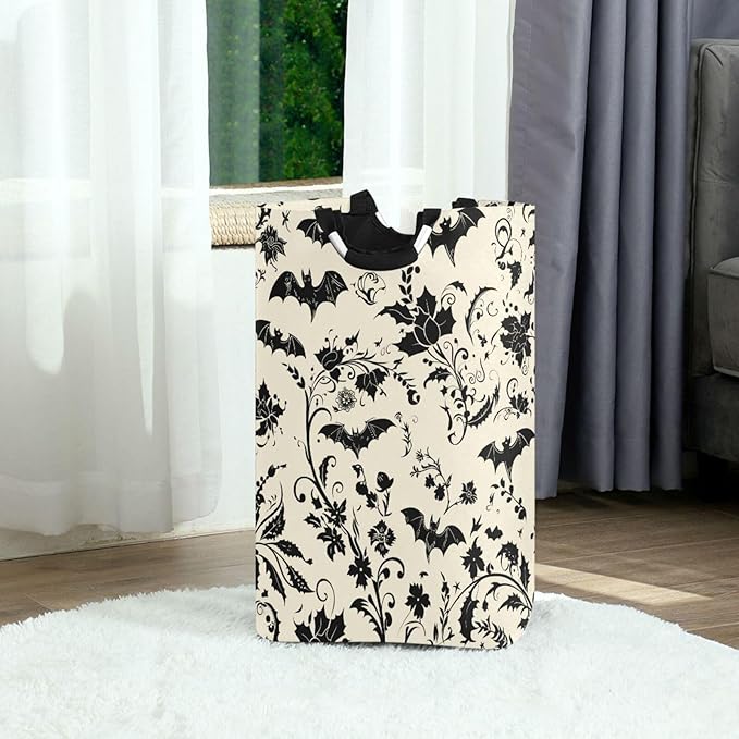 Goth Bats Laundry Basket for College Dorm,50L Collapsible Portable Laundry Hamper Storage Basket for Toys Clothes Organizer