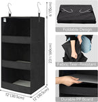 GRANNY SAYS Hanging Closet Shelf, 3-Shelf Foldable Hanging Organizers and Storage, Hanging Organizer for Camper Organization, Black, 2-Pack
