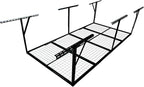 4x8ft Overhead Garage Storage Rack, Heavy-Duty Metal Garage Ceiling Storage Rack, 22"-40" Adjustable Ceiling Drop-Down, 600 lb. Loading Weight Capacity, Black Color