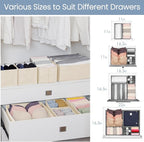 Criusia Drawer Organizer Clothes,16 Pack Underwear Drawer Organizers, Foldable Closet Organizers and Storage Dresser Drawer Dividers Clothing Organizer for Clothes, Socks, Scarves, Bra, Ties (Beige)