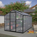Outdoor Polycarbonate Greenhouse with Aluminum Frame, Walk-in Garden Green House Featuring Lockable Door, Adjustable Roof Vent, and UV-Protected Panels for Backyard or Patio Use (6x10 FT)