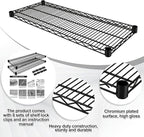2 Pack Additional Wire Shelf for Wire Shelving Units Chrome Finish Shelving Weight Capacity 600-800 Lb, Heavy Steel Industrial for Warehouses, Closets, Kitchen (Black,14" W X 36" L)
