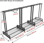 1 2 3 4 5 6 8 9 10 Pair Ski Storage Rack for Organize, Indoor Ski Board Stand for Garage/Basement/Shed, Floor Standing Longboard Carrier Wheels(Holds 18 pcs(9 Pair))