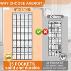 Aheroi 2 Pack 35 Pockets Over Door Shoe Organizer, White, Holds Up to 40 lbs, Mesh Pockets, Foldable, Hanging Shoe Rack
