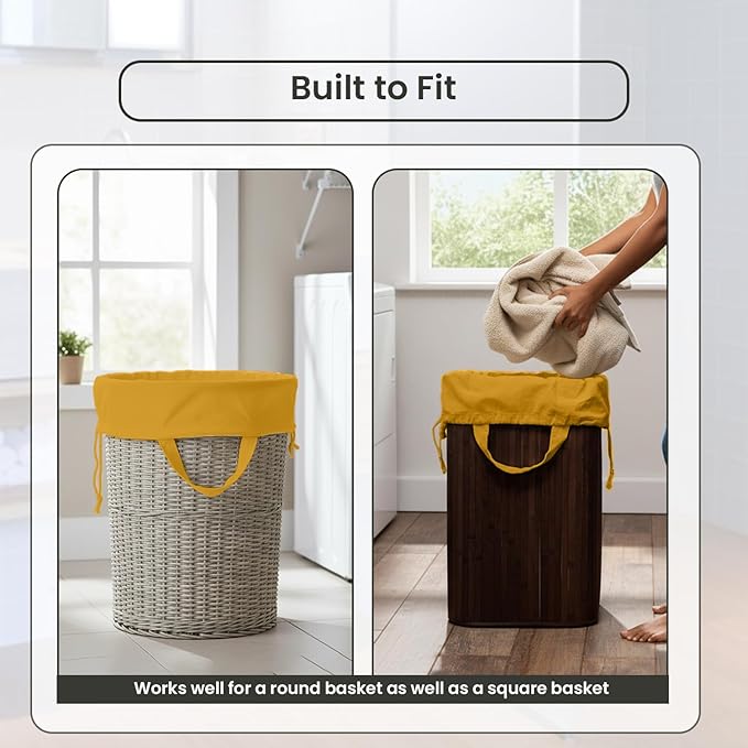 LFH Home Cotton Canvas Large Laundry Bag with Handle, Heavy Duty Drawstring Closure Washable Laundry Bags, School Travel, Home, Hotel, College Dorm, Organizer Sack, Toys Clothes 28x36-Yellow