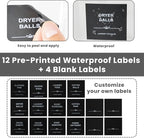 4 Pack Laundry Pods Container & Dryer Sheet Holder - Clear Plastic Laundry Room Organization Storage Containers with Black Lids, Scoops & Labels for Detergent Pods, Powder, Scent Boosters, Beads