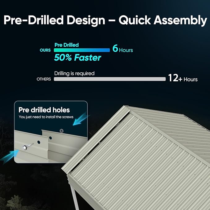 Quictent Heavy Duty 10x16 FT Vertical Roof Metal Carport, Pre-Drilled All Weather Storage Car Shelter for Tractor, Vehicles & Farm Equipment