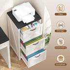 3 Drawer Tall File Cabinet, Farmhouse Vertical Filing Cabinet Fits Letter/A4 Size, Wood File Cabinets Printer Stand for Home Office, Living Room, White and Black
