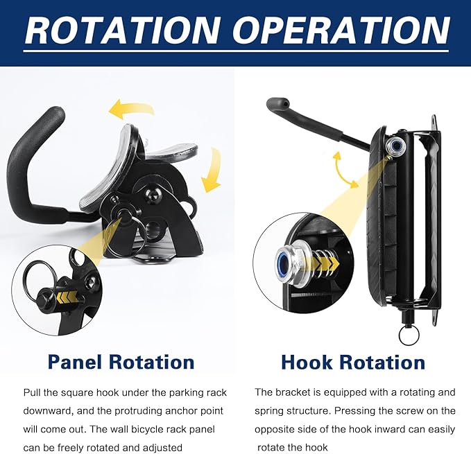 Swivel Bike Wall Mount – Garage Bike Hanger & Space-Saving Vertical Bike Rack for Garage & Apartment, Sturdy Bike Storage Hook Holds up to 66 lbs, Easy Installation & Scratch-Proof Design