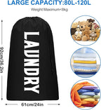 2 Pack XL Travel Laundry Bag, Machine Washable Dirty Clothes Organizer, Large Enough to Hold 4 Loads of Laundry, Easy Fit a Laundry Hamper or Basket (Blue + Black, 24" x 36")