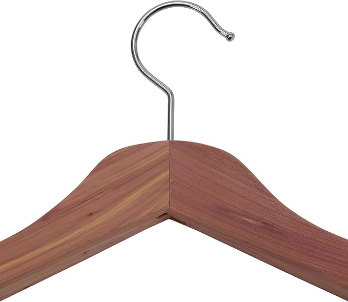 Household Essentials CedarFresh Deluxe Cedar Coat Hanger with Fixed Bar, Red,natural