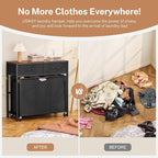 Laundry Sorter 3 Section with Tabletop & 2 Drawers, Rolling Laundry Hamper with Pull-Out and Removable Bags, Laundry Basket Organizer with Wheels and Shelf, Metal Frame Rustic Brown for Laundry Room