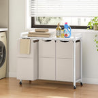 HOOBRO Laundry Sorter 3 Section, Laundry Hamper with Wheels, 3 × 11.5 Gal (43.4L), Rolling Laundry Basket, Pull-Out and Removable Oxford Fabric Bags, White WG76XY01