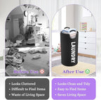 95L Large Laundry Hamper for Adult, Foldable Black Laundry Basket with Soft Handles, Freestanding Dirty Clothes Hampers, Portable Laundry Bin for Flat, Bathroom, Black