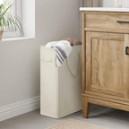 Chrislley 45L Slim Laundry Hamper Narrow Laundry Basket with Handle Foldable Dirty Clothes Portable Skinny Hamper Organizer Storage Bins (22 inches, beige)