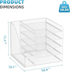 Marbrasse Desk Organizers and Accessories, 5-Tier Paper Letter Tray Organizer with File Holder, Mesh File Organizer, Office Desk Accessories & Organization for Supplies (White)