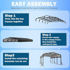 12X20 FT Metal Carport, Heavy Duty Cart Ports with Reinforced Galvanized Carports, Outdoor Weather Resistant Carport Canopy, Upgrade Car Port for Boats, Cars, Trucks, and Tractors