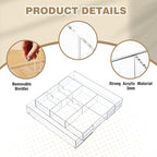 2 Pcs Acrylic Desk Drawer Organizer Maximum 12 x 18 x 2.1 Inch Expandable Drawer Organizer Trays with 8 Adjustable Compartments Desk Accessories for Makeup Silverware Office Bathroom